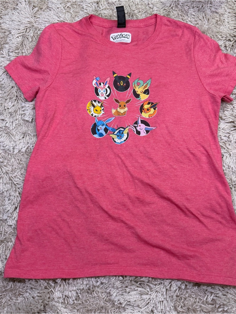Pokemon Eevee Evolutions Women’s XS Pink Graphic T Shirt Gildan Softstyle
